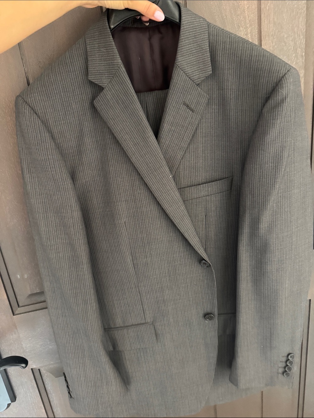 Men's Charcoal Pinstripe Suit Jacket - Tailored Formal Blazer